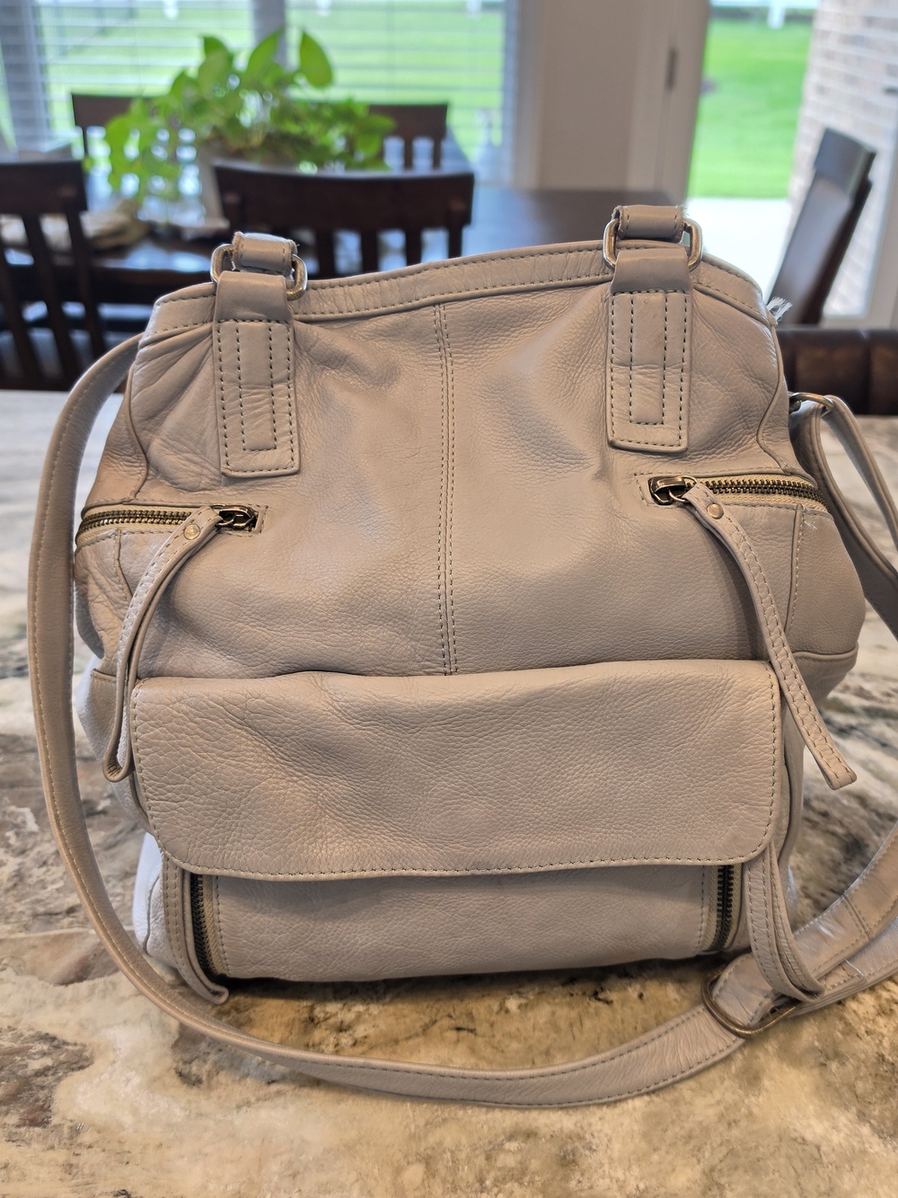 Day And Mood Leather Crossbody Bag in Light Gray — Stylish Everyday Carry